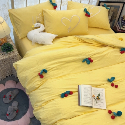 91家纺网 家纺一手货源 找家纺 2020实拍水洗棉工艺立体花全棉四件套