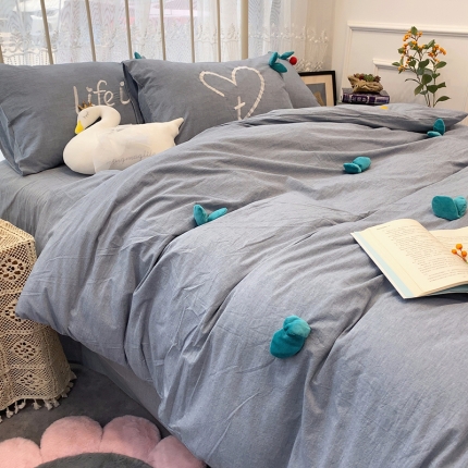 91家纺网 家纺一手货源 找家纺 2020实拍水洗棉工艺立体花全棉四件套