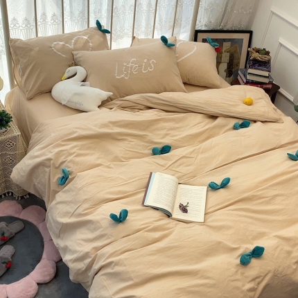 91家纺网 家纺一手货源 找家纺 2020实拍水洗棉工艺立体花全棉四件套