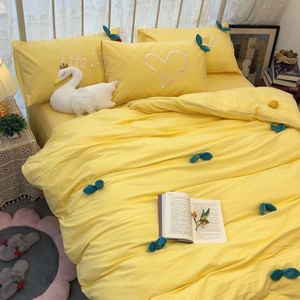 91家纺网 家纺一手货源 找家纺 2020实拍水洗棉工艺立体花全棉四件套