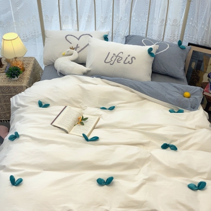 91家纺网 家纺一手货源 找家纺 2020实拍水洗棉工艺立体花全棉四件套