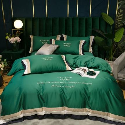 91家纺网 家纺一手货源 找家纺 （总）爱缦 2020新款双面60S长绒棉绣花拼接款四件套