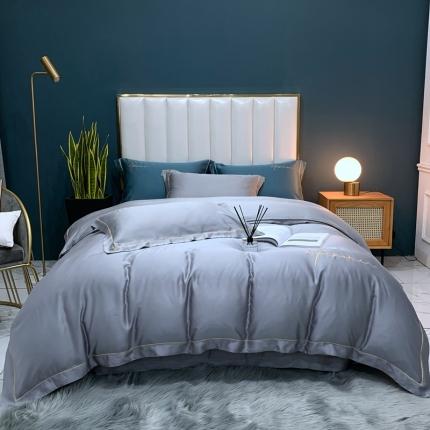 91家纺网 家纺一手货源 找家纺 顾家家居 2023新款80奥地利兰精兰精天丝刺绣四件套 相思灰