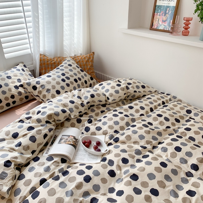 91家纺网 家纺一手货源 找家纺 时年 2020新款40s全棉小可爱系列四件套 波点