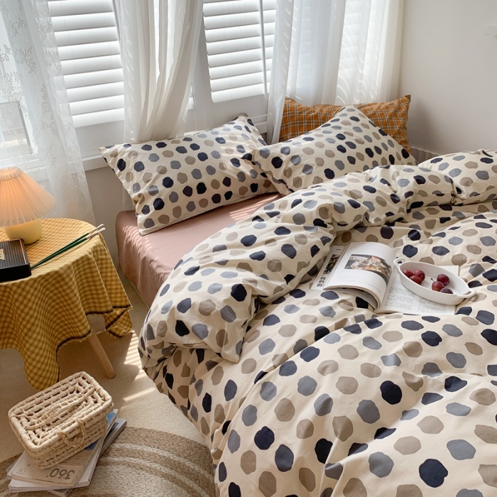 91家纺网 家纺一手货源 找家纺 时年 2020新款40s全棉小可爱系列四件套 波点