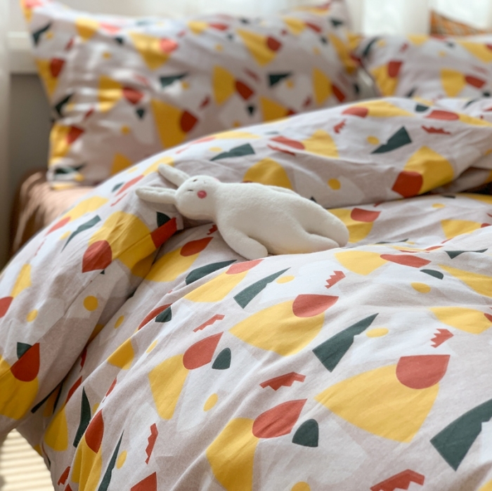 91家纺网 家纺一手货源 找家纺 时年 2020新款40s全棉小可爱系列四件套 几何