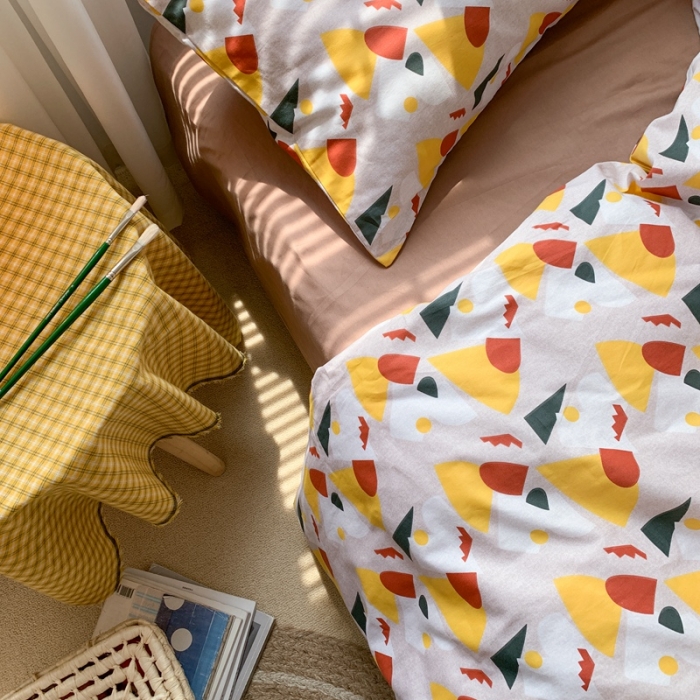 91家纺网 家纺一手货源 找家纺 时年 2020新款40s全棉小可爱系列四件套 几何