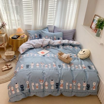 时年 2020新款40s全棉小可爱系列四件套 猫奴