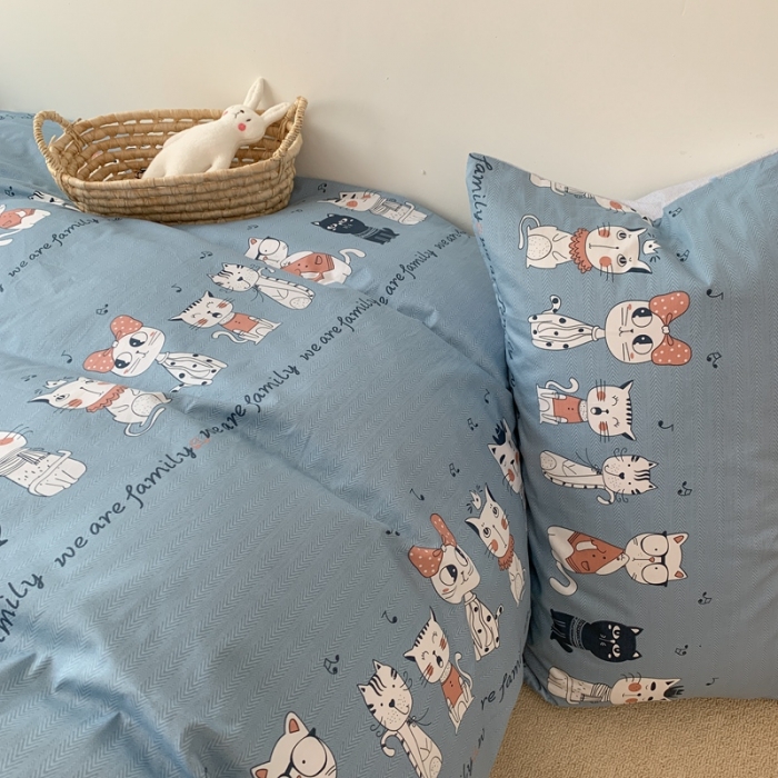 91家纺网 家纺一手货源 找家纺 时年 2020新款40s全棉小可爱系列四件套 猫奴