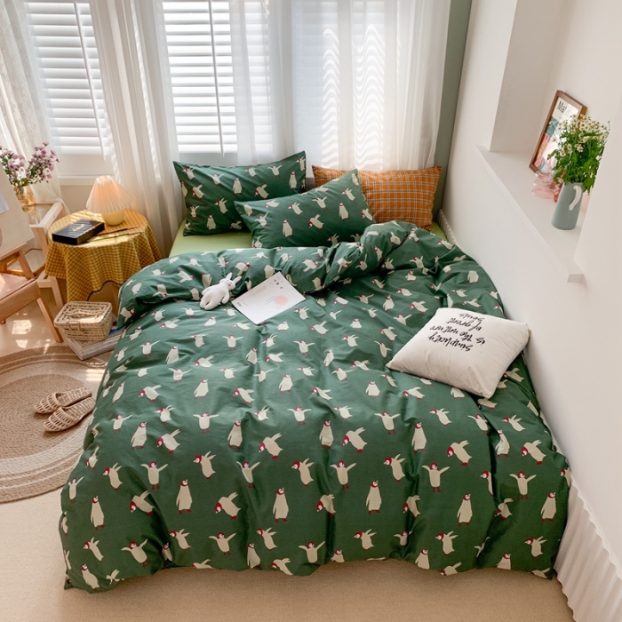 91家纺网 家纺一手货源 找家纺 时年 2020新款40s全棉小可爱系列四件套 企鹅仔