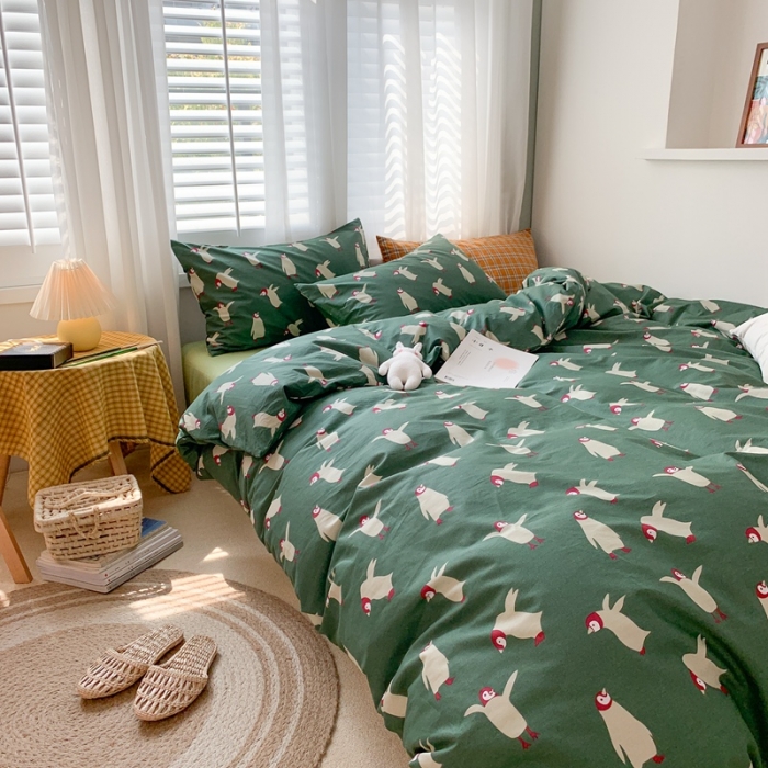 91家纺网 家纺一手货源 找家纺 时年 2020新款40s全棉小可爱系列四件套 企鹅仔