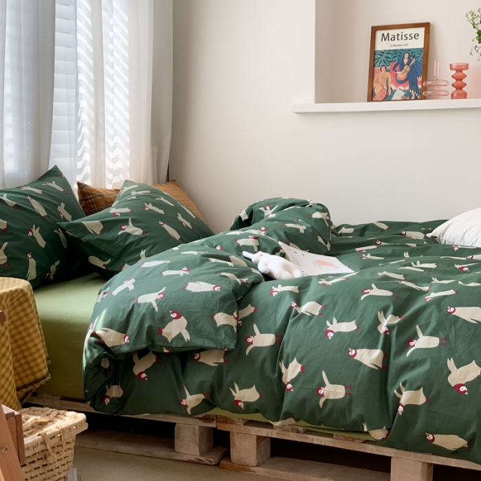 91家纺网 家纺一手货源 找家纺 时年 2020新款40s全棉小可爱系列四件套 企鹅仔