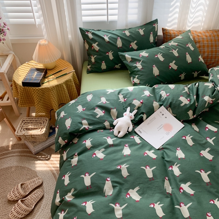 91家纺网 家纺一手货源 找家纺 时年 2020新款40s全棉小可爱系列四件套 企鹅仔