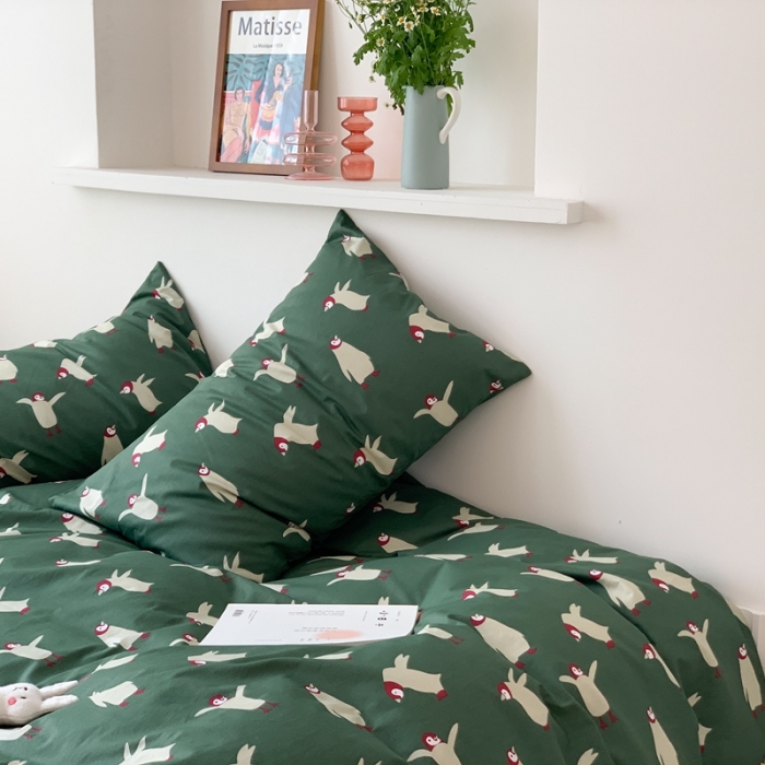 91家纺网 家纺一手货源 找家纺 时年 2020新款40s全棉小可爱系列四件套 企鹅仔