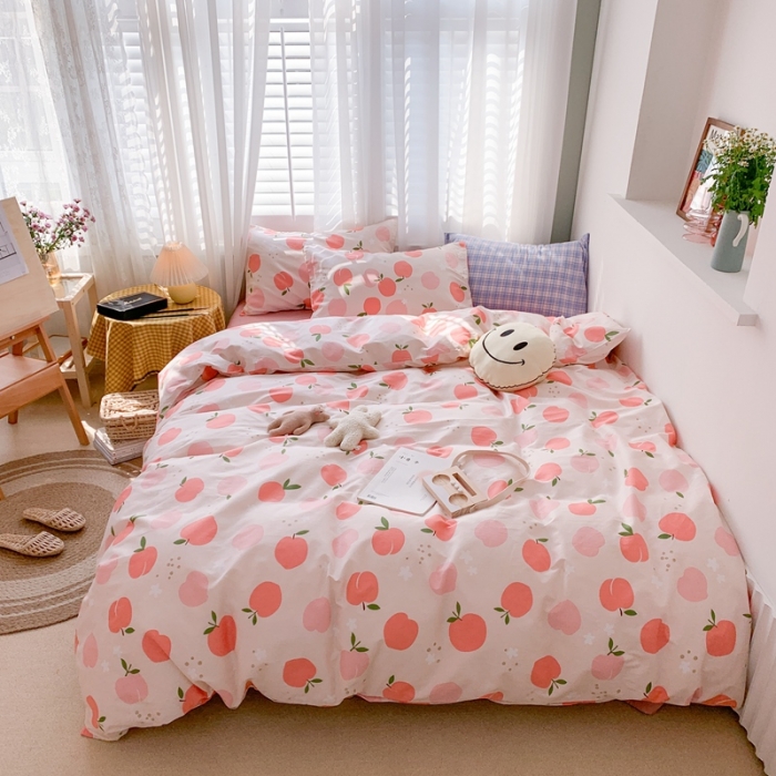 91家纺网 家纺一手货源 找家纺 时年 2020新款40s全棉小可爱系列四件套 水蜜桃（粉）