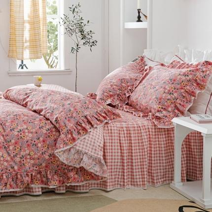 91家纺网 家纺一手货源 找家纺 婳庭家居 2021新款少女心全棉四件套 粉黛