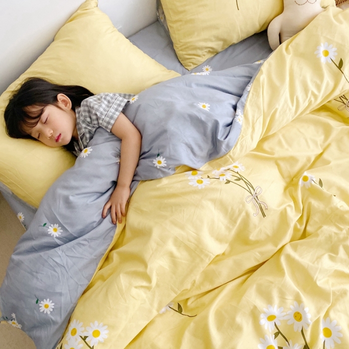 91家纺网 家纺一手货源 找家纺 顾里 2020新款ins网红全棉四件套 雏菊黄