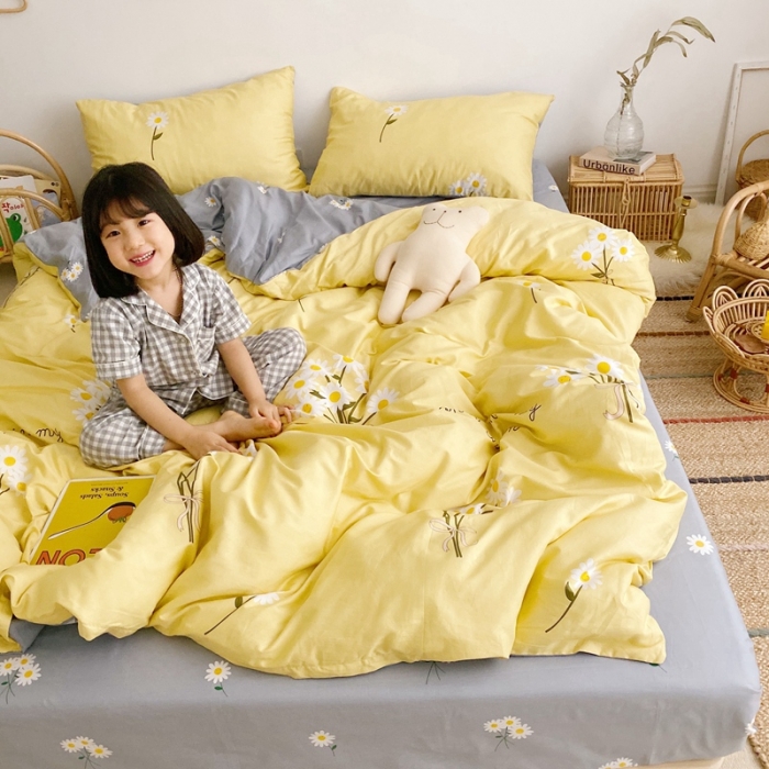 91家纺网 家纺一手货源 找家纺 顾里 2020新款ins网红全棉四件套 雏菊黄