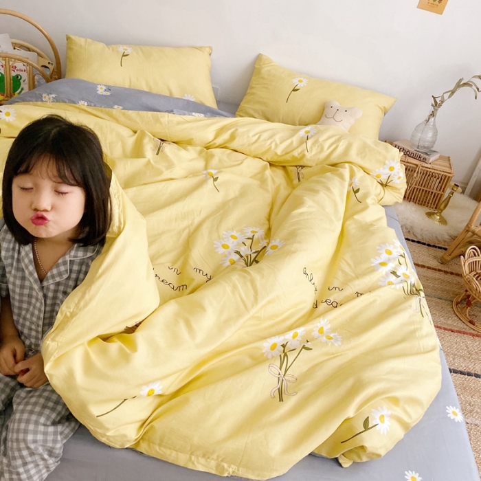 91家纺网 家纺一手货源 找家纺 顾里 2020新款ins网红全棉四件套 雏菊黄