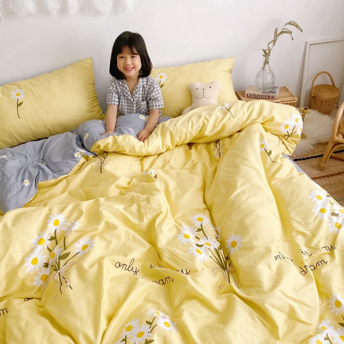 91家纺网 家纺一手货源 找家纺 顾里 2020新款ins网红全棉四件套 雏菊黄