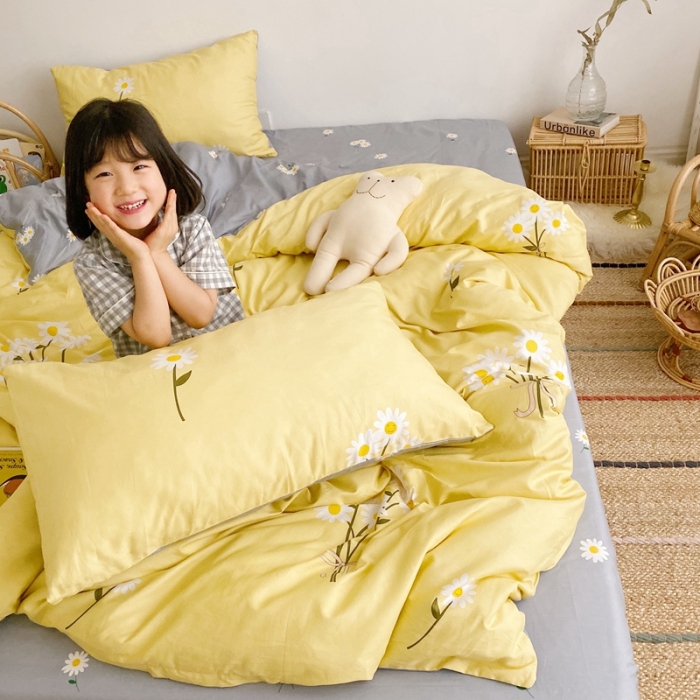 91家纺网 家纺一手货源 找家纺 顾里 2020新款ins网红全棉四件套 雏菊黄