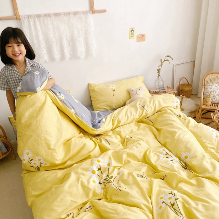 91家纺网 家纺一手货源 找家纺 顾里 2020新款ins网红全棉四件套 雏菊黄