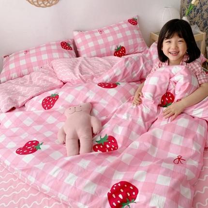 顾里 2020新款ins网红全棉四件套 格子草莓