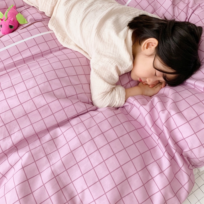 91家纺网 家纺一手货源 找家纺 顾里 2020新款ins网红全棉四件套 简约格子