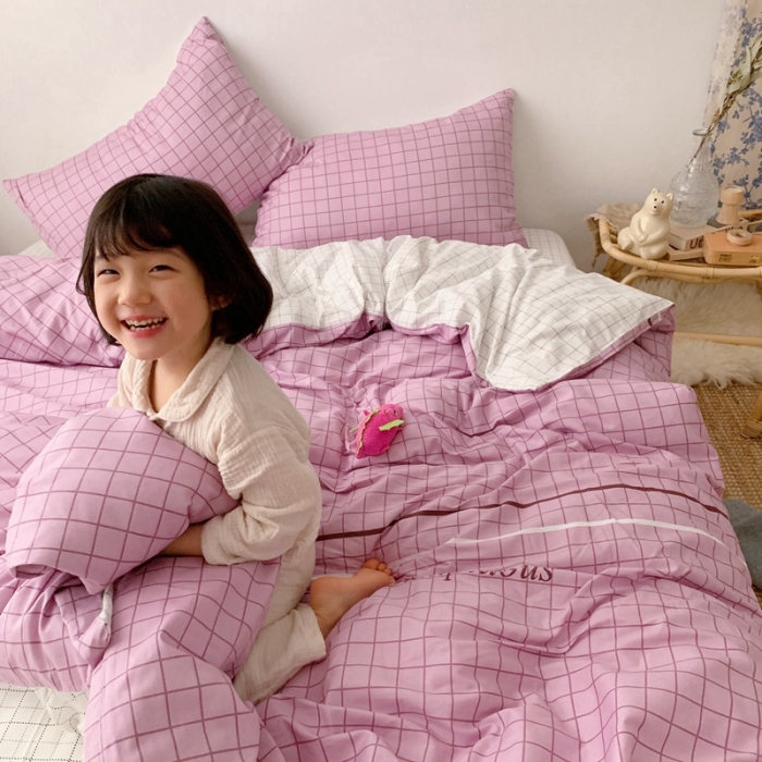 91家纺网 家纺一手货源 找家纺 顾里 2020新款ins网红全棉四件套 简约格子