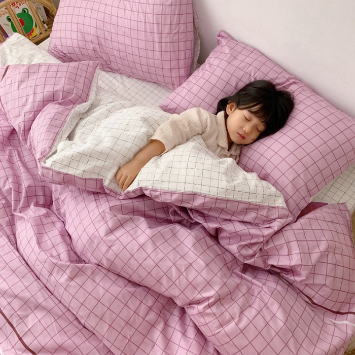 91家纺网 家纺一手货源 找家纺 顾里 2020新款ins网红全棉四件套 简约格子