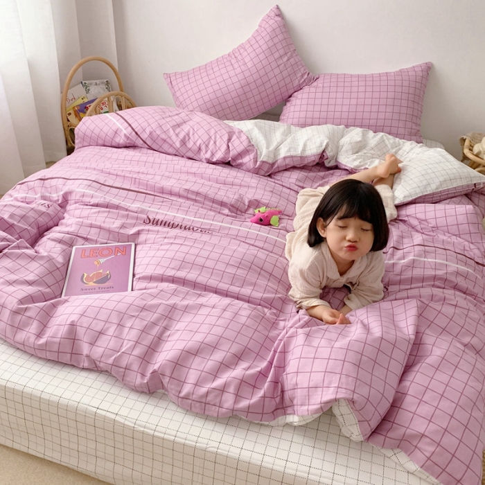 91家纺网 家纺一手货源 找家纺 顾里 2020新款ins网红全棉四件套 简约格子