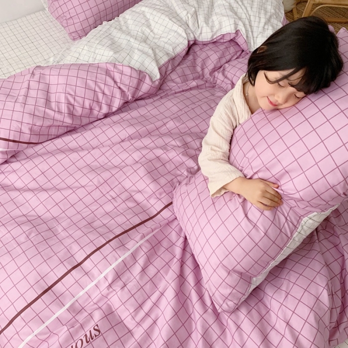 91家纺网 家纺一手货源 找家纺 顾里 2020新款ins网红全棉四件套 简约格子