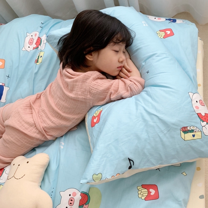 91家纺网 家纺一手货源 找家纺 顾里 2020新款ins网红全棉四件套 蓝猪