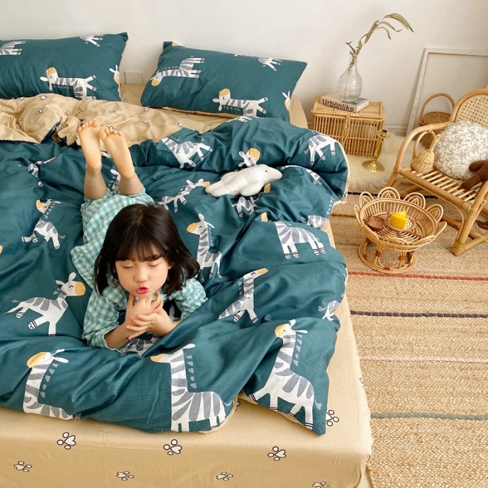 91家纺网 家纺一手货源 找家纺 顾里 2020新款ins网红全棉四件套 梦幻小马绿