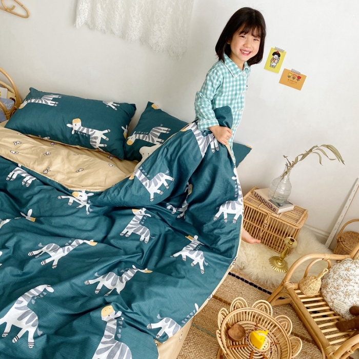 91家纺网 家纺一手货源 找家纺 顾里 2020新款ins网红全棉四件套 梦幻小马绿