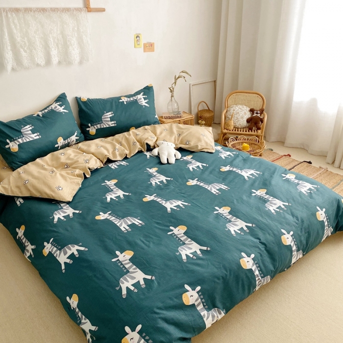 91家纺网 家纺一手货源 找家纺 顾里 2020新款ins网红全棉四件套 梦幻小马绿