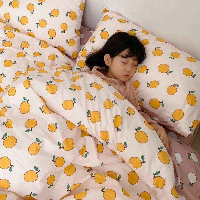 91家纺网 家纺一手货源 找家纺 顾里 2020新款ins网红全棉四件套 米白桔子