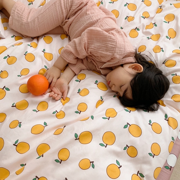 91家纺网 家纺一手货源 找家纺 顾里 2020新款ins网红全棉四件套 米白桔子