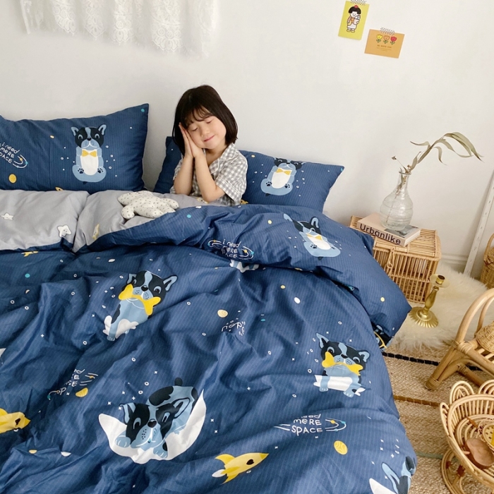 91家纺网 家纺一手货源 找家纺 顾里 2020新款ins网红全棉四件套 外星狗