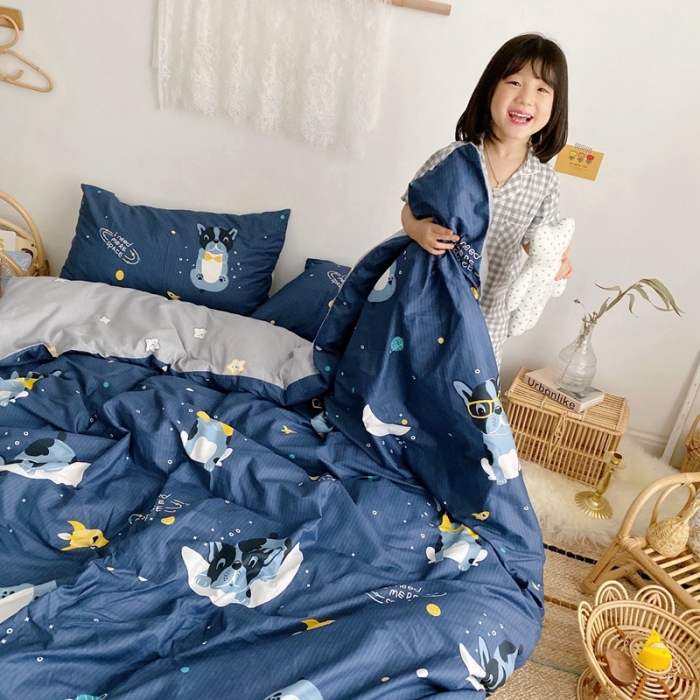 91家纺网 家纺一手货源 找家纺 顾里 2020新款ins网红全棉四件套 外星狗