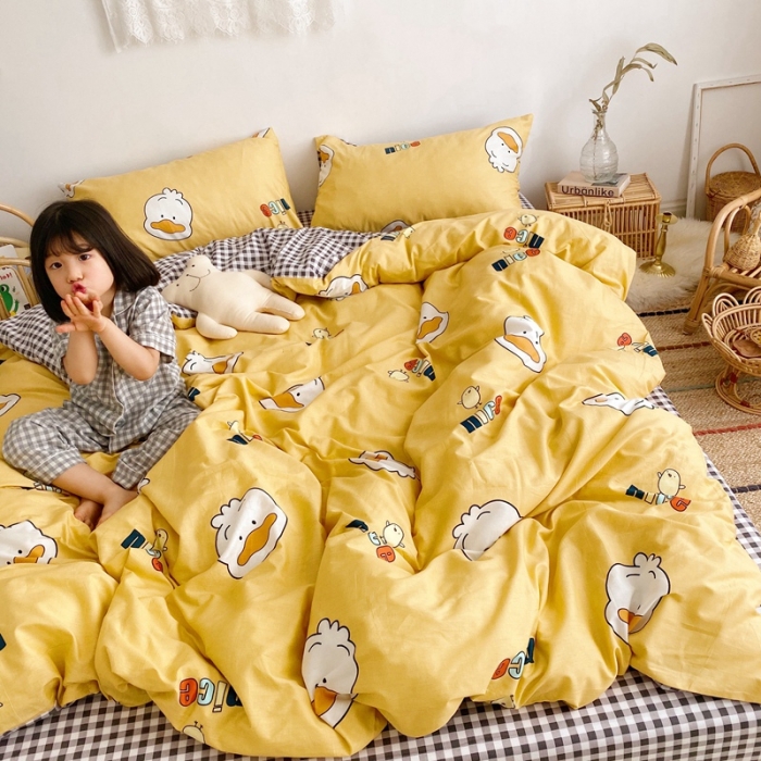 91家纺网 家纺一手货源 找家纺 顾里 2020新款ins网红全棉四件套 小黄鸭