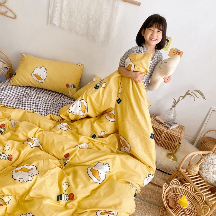 91家纺网 家纺一手货源 找家纺 顾里 2020新款ins网红全棉四件套 小黄鸭