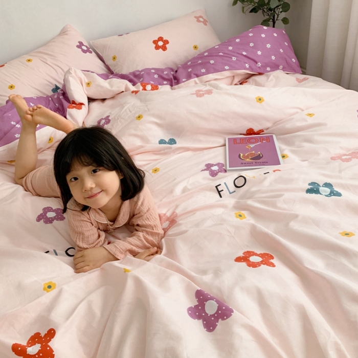 91家纺网 家纺一手货源 找家纺 顾里 2020新款ins网红全棉四件套 泫雅花 粉