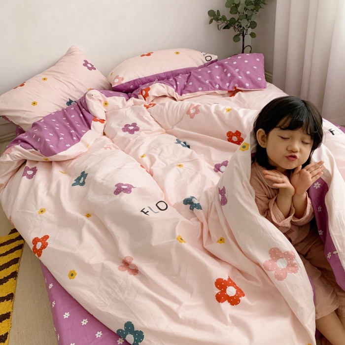 91家纺网 家纺一手货源 找家纺 顾里 2020新款ins网红全棉四件套 泫雅花 粉