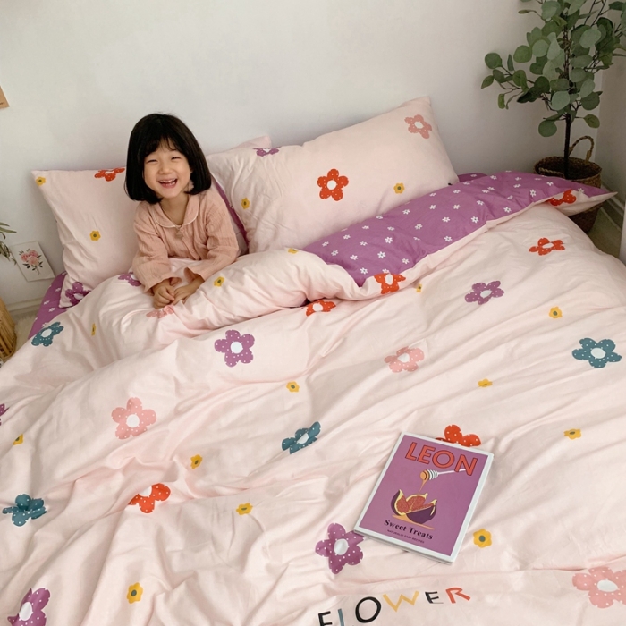 91家纺网 家纺一手货源 找家纺 顾里 2020新款ins网红全棉四件套 泫雅花 粉