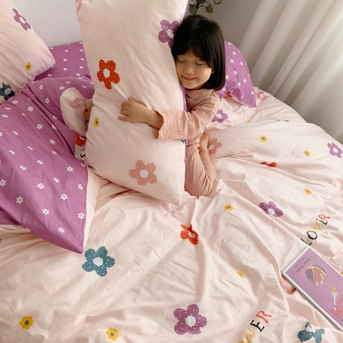 91家纺网 家纺一手货源 找家纺 顾里 2020新款ins网红全棉四件套 泫雅花 粉