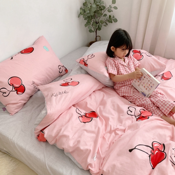 91家纺网 家纺一手货源 找家纺 顾里 2020新款ins网红全棉四件套 樱桃