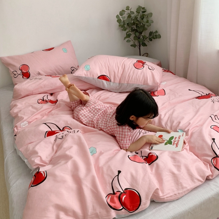 91家纺网 家纺一手货源 找家纺 顾里 2020新款ins网红全棉四件套 樱桃