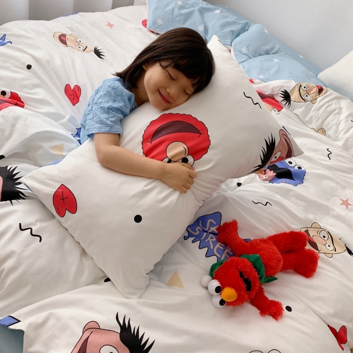 91家纺网 家纺一手货源 找家纺 顾里 2020新款ins网红全棉四件套 芝麻街