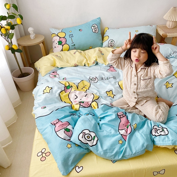 91家纺网 家纺一手货源 找家纺 顾里 2020新款ins网红全棉四件套 草莓乐园